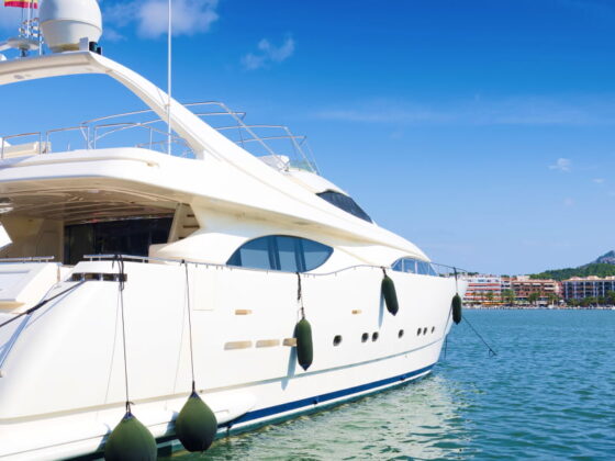 Coastal landscape with luxury yacht on Mallorca