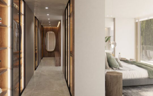 Villa premium de obra nueva en Portals Nous - Dormitorio con vestidor