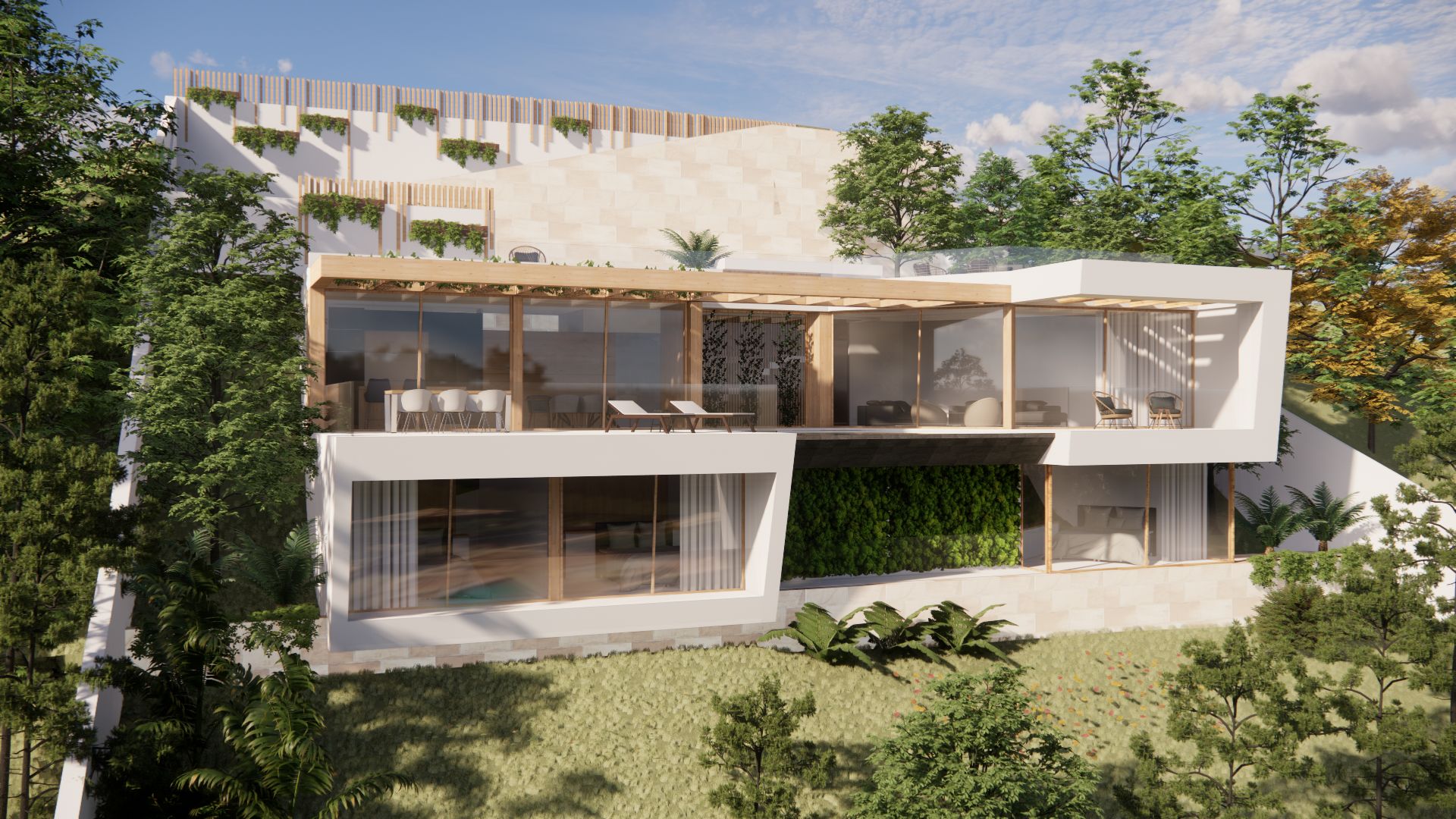 Schlüsselfertiges Bauprojekt einer Villa in 1. Meereslinie - Rückfassade