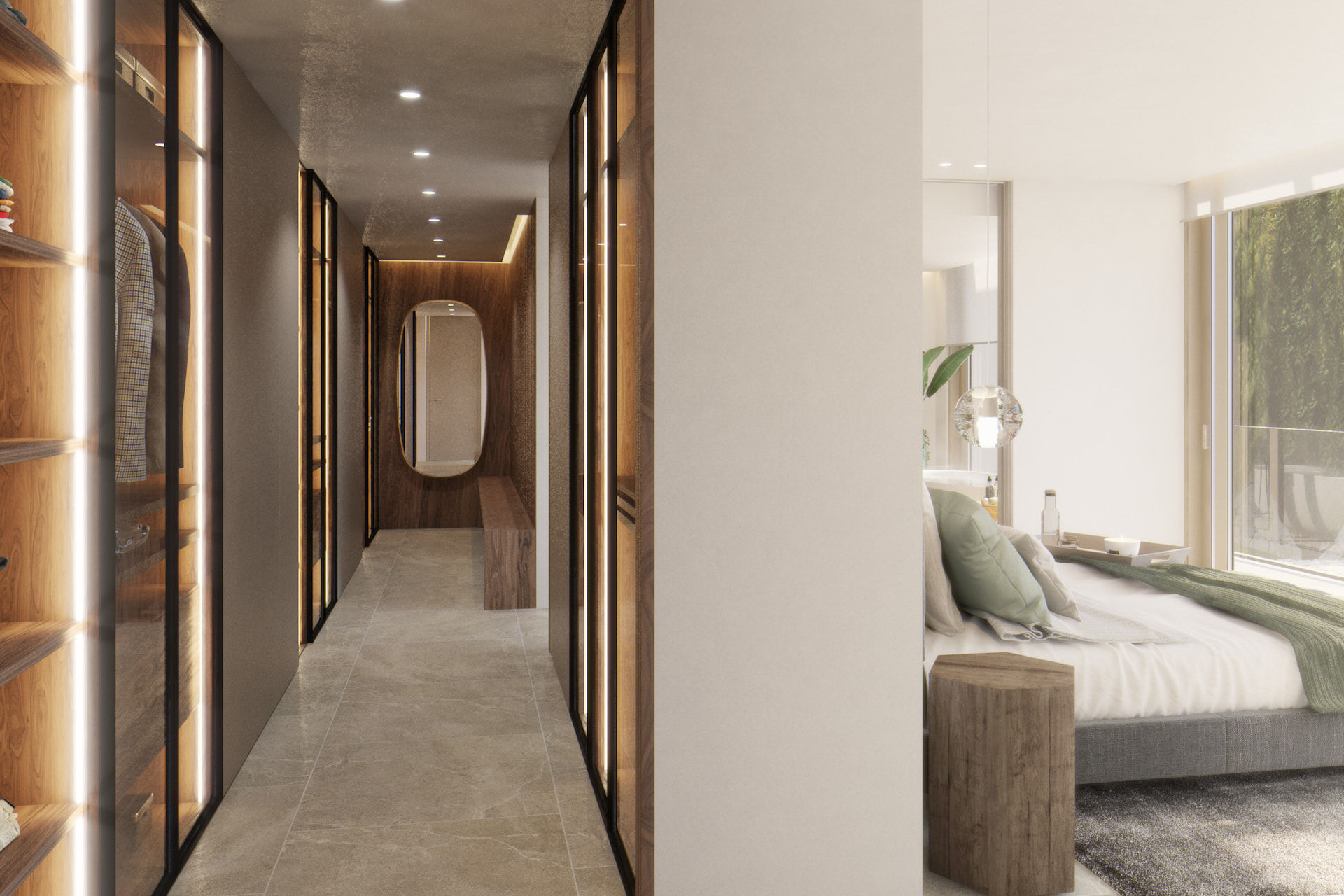 EXLUSIV: Premium Neubauvilla in Portals Nous - Schlafzimmer mit Ankleidebereich
