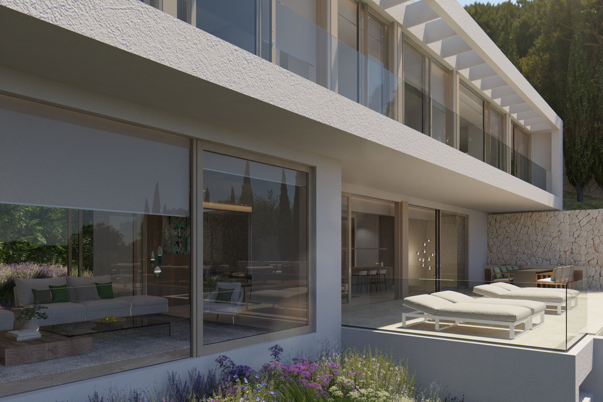 EXLUSIV: Premium Neubauvilla in Portals Nous - Teils überdachte Terrasse