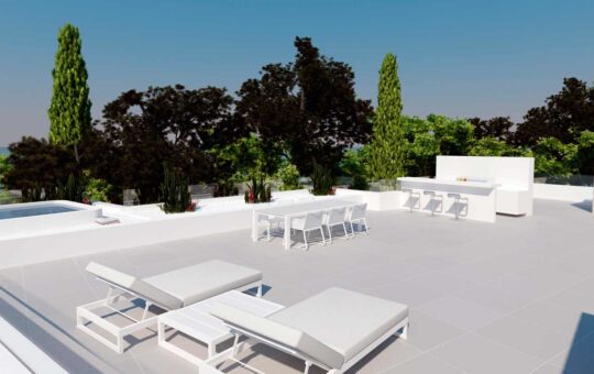 Designer Villa in 1. Meereslinie in Port Adriano - Dachterrasse mit Aussenküche