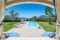 Traumhaftes Finca-Anwesen mit fantastischem Hafenblick in Port Andratx - Sonnenterrasse, Garten und Pool mit Hafenblick