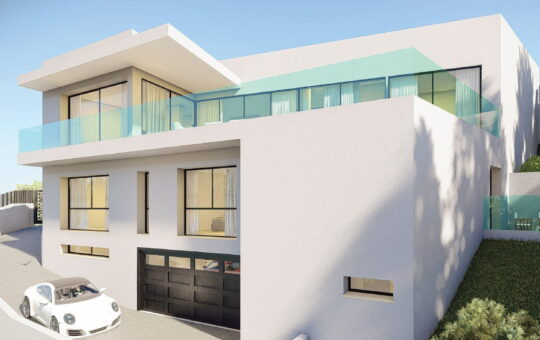 Projekt: Luxusvilla in Costa d'en Blanes - Projekt: Rückfassade mit Garten