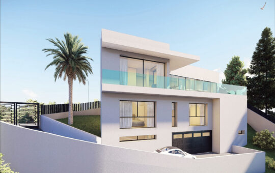 Projekt: Luxusvilla in Costa d'en Blanes - Projekt: Fassade mit Einfahrtsbereich