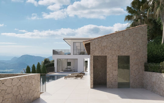 Projekt: Traumhafte Villa mit Weitblick auf Galilea - Pool mit Sonnenterrasse und Außendusche