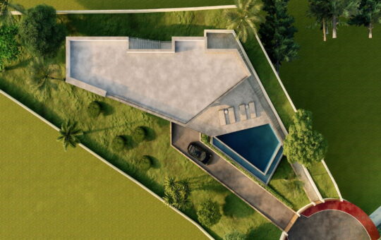 Neubauvilla mit Meerblick in ruhiger Wohnlage in Costa den Blanes - Höhenansicht des Objekts