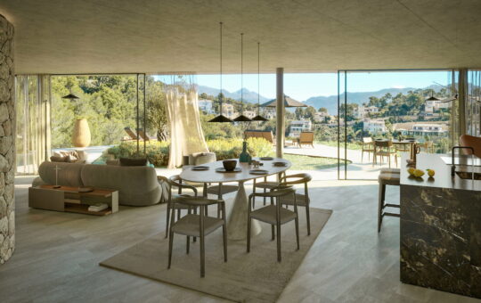 Project of a modern new build villa in Port Andratx - Living area with acess to the terrace