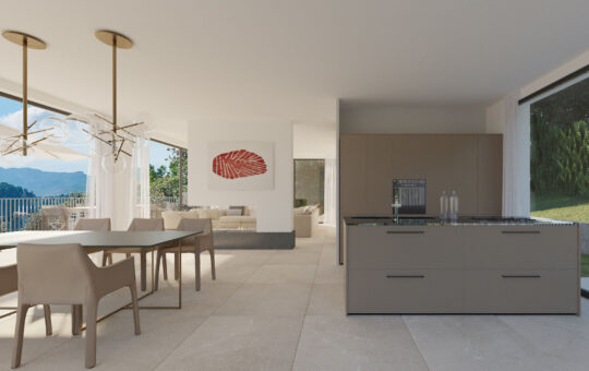 Project: Dreamlike villa with open seaview in Galilea - Dining area and open kitchen