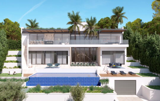 Exceptional luxury new villa with dream views in a renowned residential area - Front view