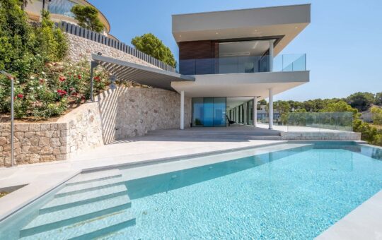 Espectacular villa de diseño en Costa de la Calma - Vista lateral con piscina