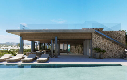 Proyecto de una villa con vistas al mar - Propuesta de proyecto: Zona exterior con jardín y piscina