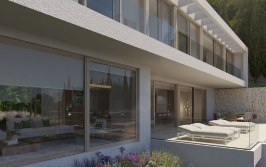 Premium Neubauvilla in Portals Nous - Teils überdachte Terrasse