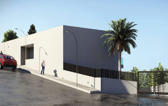 Projekt: Luxusvilla in Costa d'en Blanes - Projekt: Straßenansicht mit Einfahrt