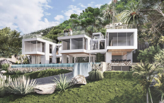 Projekt einer luxuriösen Villa im modernen Design mit atemberaubenden Panorama-Meerblick