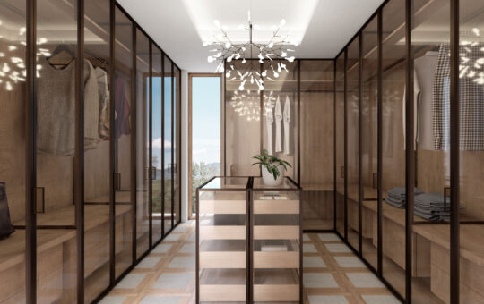 Projekt einer luxuriösen Villa im modernen Design mit atemberaubenden Panorama-Meerblick - Ankleide
