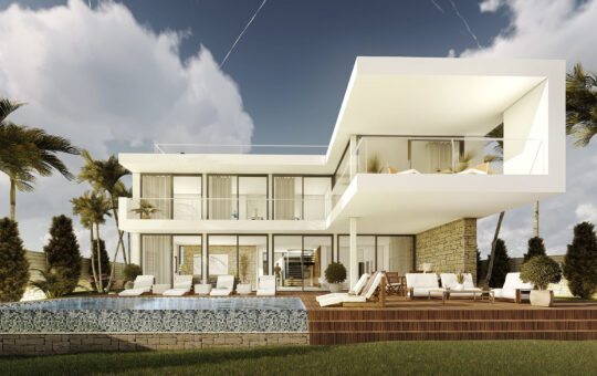 Proyecto: Villa con vistas parciales al mar en Sol de Mallorca - Moderna villa de nueva construcción con piscina y jardín