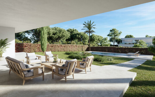 Villa moderna de nueva construcción en amplia parcela y ubicación privilegiada - Zona terraza, jardín y piscina
