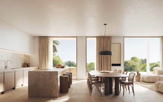 Building plot in Camp de Mar with project and license - Project proposal: kitchen and dining area