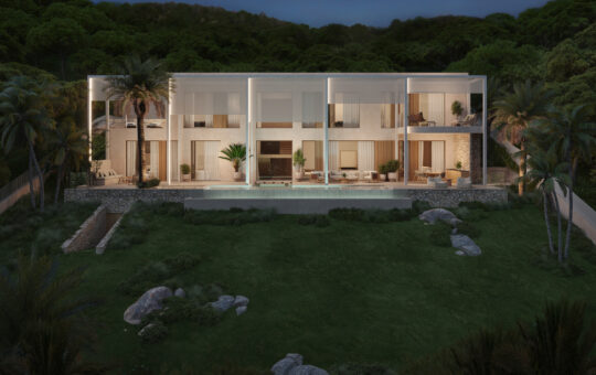 Building plot in Camp de Mar with project and license - Project proposal: night view